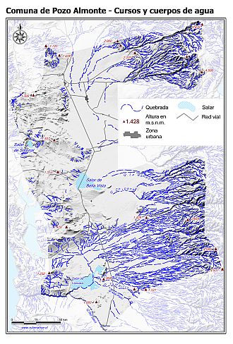 Mapa de la hidrografía de la comuna