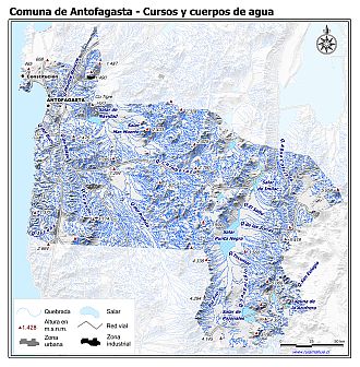 Mapa de la hidrografía de la comuna