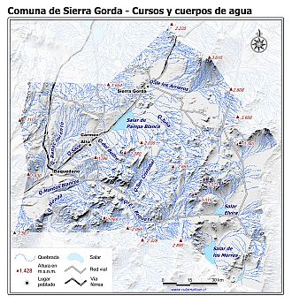 Mapa de la hidrografía de la comuna