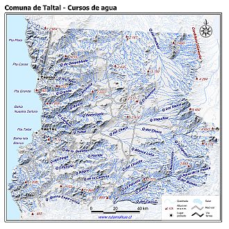 Mapa de la hidrografía de la comuna