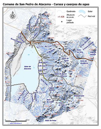 Mapa de la hidrografía de la comuna