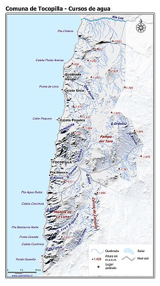 Mapa de la hidrografía de la comuna