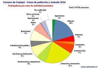 Número de trabajadores por rubro de actividad en el año 2024