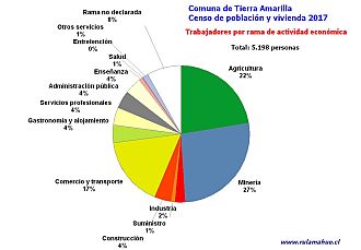 Número de trabajadores por rama de actividad en el año 2017