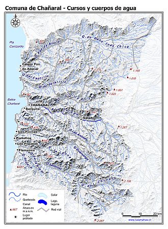 Mapa de la hidrografía de la comuna