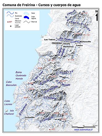 Mapa de la hidrografía de la comuna