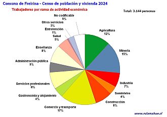 Número de trabajadores por rubro de actividad en el año 2024
