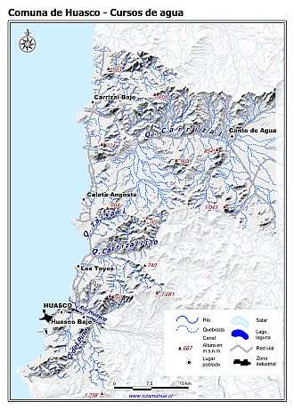 Mapa de la hidrografía de la comuna