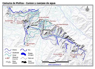 Mapa de la hidrografía de la comuna