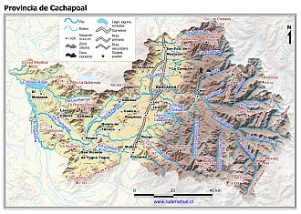 Mapa de la Provincia de Cachapoal con fondo coloreado