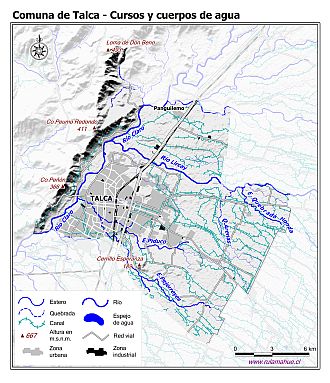 Mapa de la hidrografía de la comuna