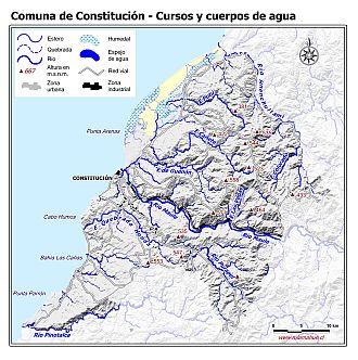 Mapa de la hidrografía de la comuna