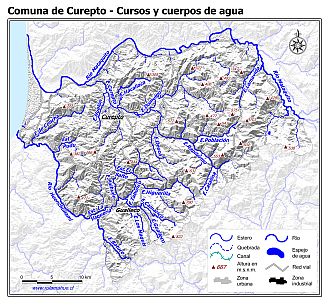 Mapa de la hidrografía de la comuna