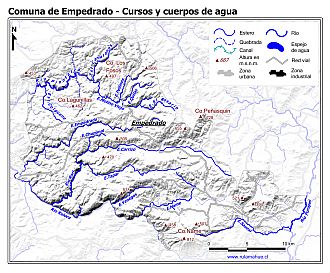 Mapa de la hidrografía de la comuna