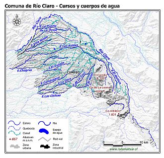 Mapa de la hidrografía de la comuna