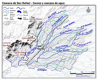 Mapa de la hidrografía de la comuna