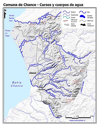 Mapa de la hidrografía de la comuna