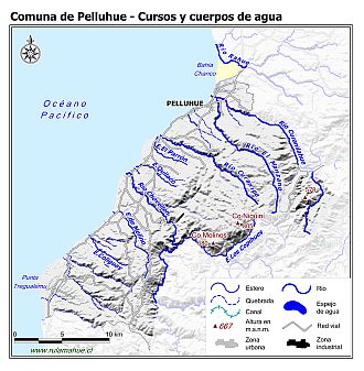 Mapa de la hidrografía de la comuna