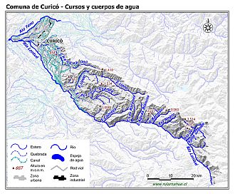 Mapa de la hidrografía de la comuna