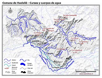 Mapa de la hidrografía de la comuna