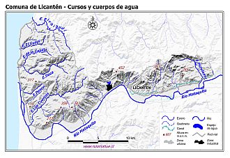 Mapa de la hidrografía de la comuna