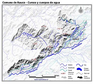 Mapa de la hidrografía de la comuna