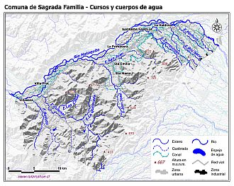 Mapa de la hidrografía de la comuna