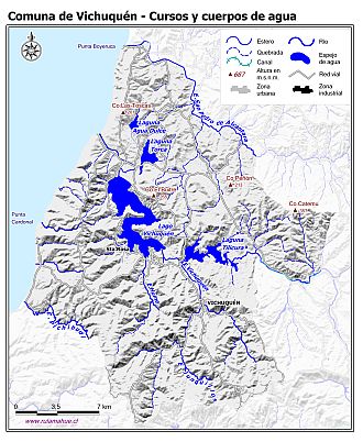 Mapa de la hidrografía de la comuna