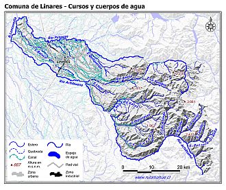 Mapa de la hidrografía de la comuna