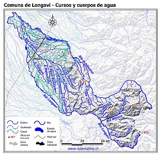 Mapa de la hidrografía de la comuna