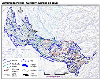 Mapa de la hidrografía de la comuna