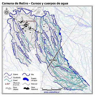 Mapa de la hidrografía de la comuna