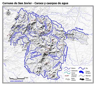 Mapa de la hidrografía de la comuna