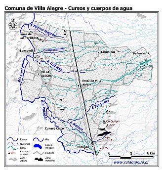 Mapa de la hidrografía de la comuna