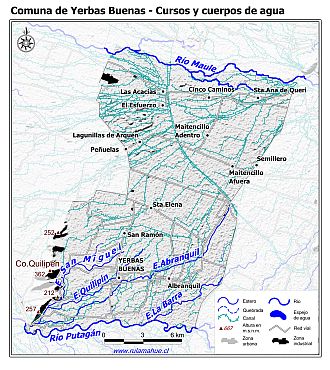 Mapa de la hidrografía de la comuna