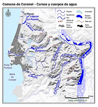 Mapa de la hidrografía de la comuna