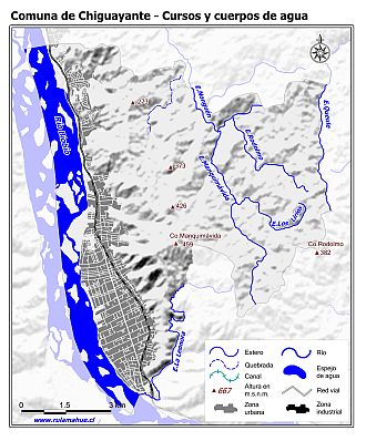 Mapa de la hidrografía de la comuna