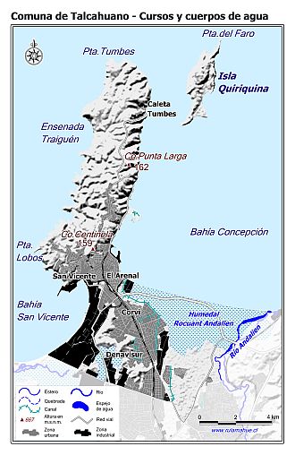 Mapa de la hidrografía de la comuna