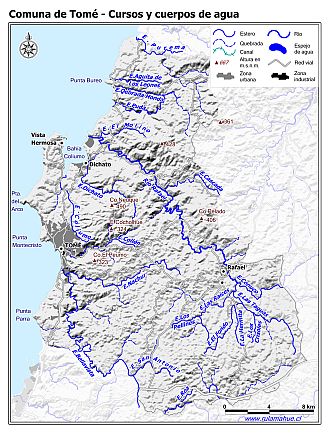 Mapa de la hidrografía de la comuna