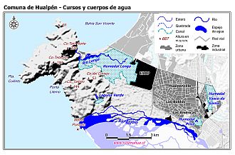 Mapa de la hidrografía de la comuna