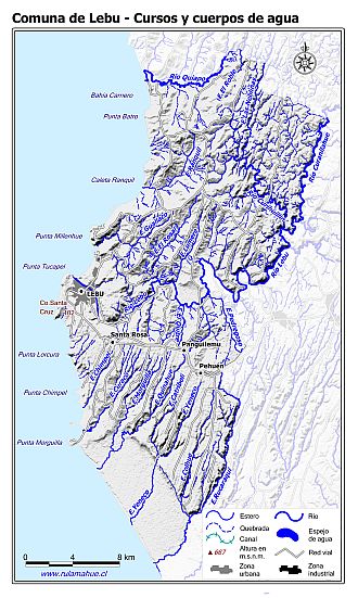 Mapa de la hidrografía de la comuna