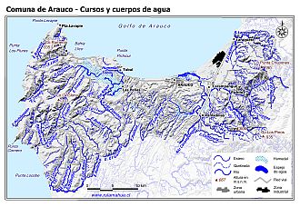 Mapa de la hidrografía de la comuna