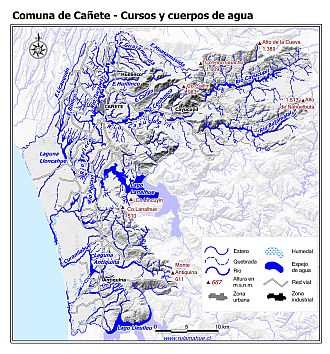Mapa de la hidrografía de la comuna