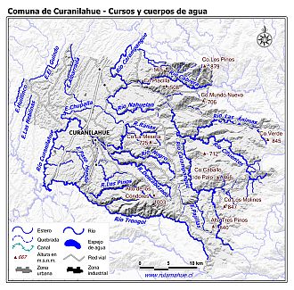 Mapa de la hidrografía de la comuna
