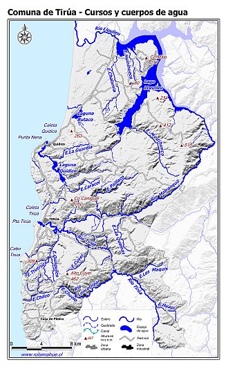 Mapa de la hidrografía de la comuna