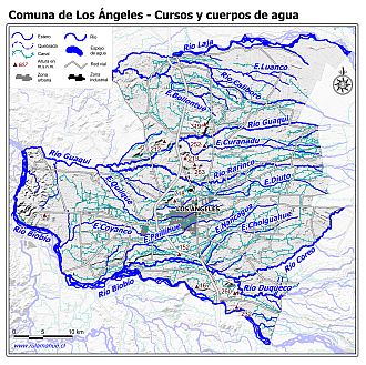 Mapa de la hidrografía de la comuna