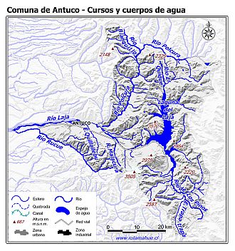 Mapa de la hidrografía de la comuna