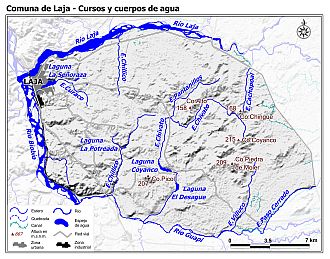Mapa de la hidrografía de la comuna