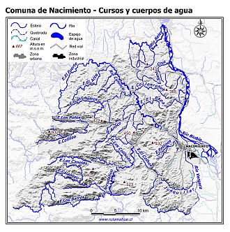 Mapa de la hidrografía de la comuna