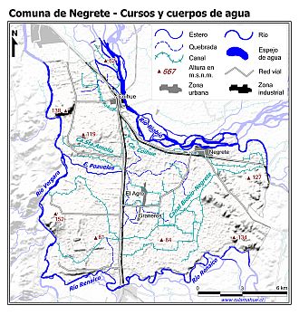 Mapa de la hidrografía de la comuna